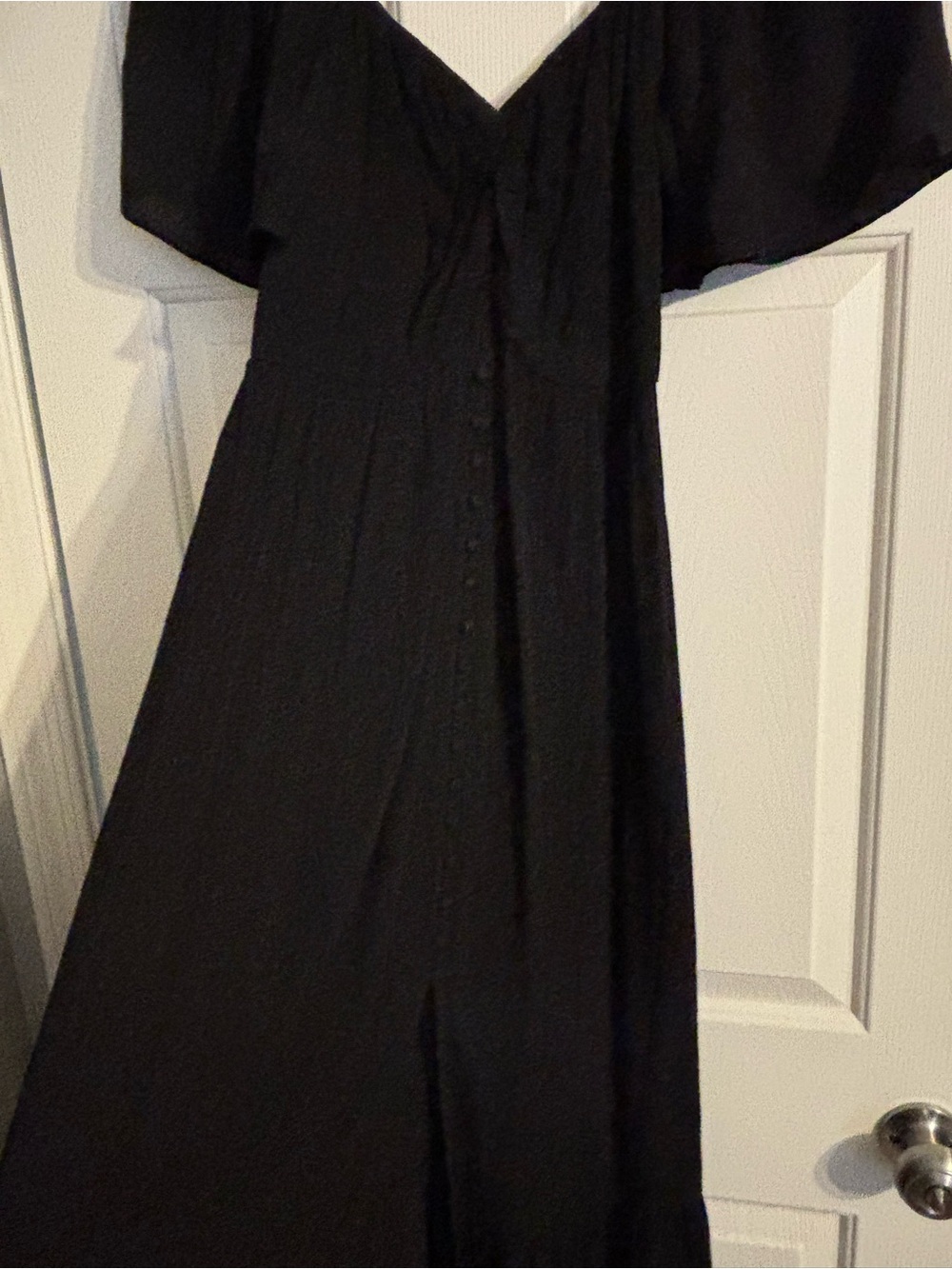 Promesa Black V-Neck Button-Front Maxi Dress